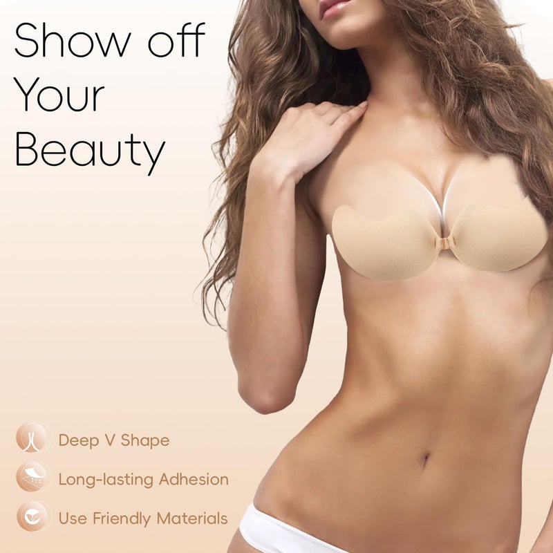 Fanceasily Sticky Adhesive Bra Push Up Strapless Sticky Invisible Lift Backless Bra for Women - Image 2